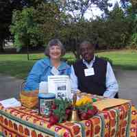          100_1444-ZolperJonesHomesTour2003.JPG 1.2MB; CD 10: Zolper and Jones greet visitors at the Douglas Union School house, 2003 homes tour
   