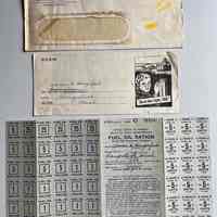          1. Envelope, insert and World War II fuel oil ration stamps fronts
   