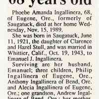          EnsObits-Ingallinera-Phoebe.JPG; Phoebe Amanda Ingallinera
   