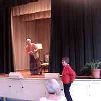          Actor and playwright after the performance
   
