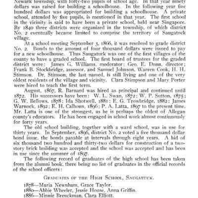 Saugatuck High School graduates 1878-1906