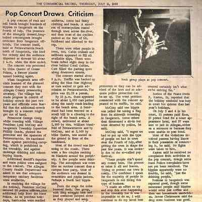 Pop Concert Draws Criticism 1968