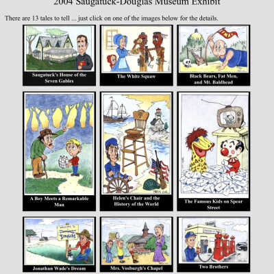 Sample pages already colored in from tales of the villages a Saugatuck Douglas coloring book