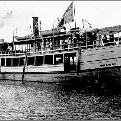 Steamer “Anna C. Wilson” carries passengers in Saugatuck harbor.: Anna Wilson B&W 1910 copy