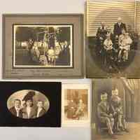          Five photos fronts; People on swing, 1911, Mr. & Mrs. Shaver, Mr. & Mrs. Comstock, Miss Stella Adams, Russell Frehse, Mrs. H.A. Morris

Family on bench, written on back: Great Grandpa and Grandma Sterling, Grandma Morris 1872, Russell Frehse father 1892, Charles Frehse brother 1918, William Frehse 1920

Lillian and her boys (Mrs. H. Frehse and sons Russell and Charles, Michigan City, Indiana, 1902)

Old world couple 