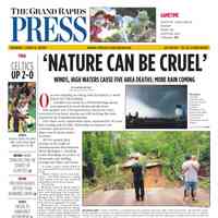          Grand Rapids Press, 9 June 2008; Clarissa Green, 51, and her nephew Dean Taylor, 17, both of Grand Junction, were delivering The Grand Rapids Press early Sunday when their car plunged into a 50-foot ravine created by a flash flood that washed out Lakeshore Drive in Saugatuck Township.
[photo caption] Shocking sight: Crystal Cummins is comforted by her husband Jeremiah, right, while her brother, Jeff Williams, looks at the washed-out section of Lakeshore Drive south of Douglas that claimed the lives of her aunt and cousin. Clarissa Green, 51, and her nephew, 17 year-old Dean Taylor, both of Grand Junction, died early Sunday when their car fell into a ravine created by flash flooding.
   