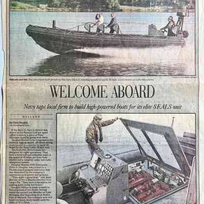 Grand Rapids Press, Sept. 3, 1992 article about Douglas Marine getting a contract to build 18 boats for the U.S. Navy's SEALS.