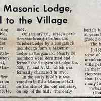          page 11; Douglas Masonic Lodge, Landlord to the Village,  Dutcher lodge of free and accepted Masons, part 1
   