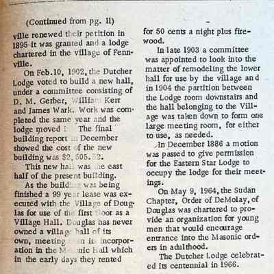 page 21: Douglas Masonic Lodge, Landlord to the Village, part 2