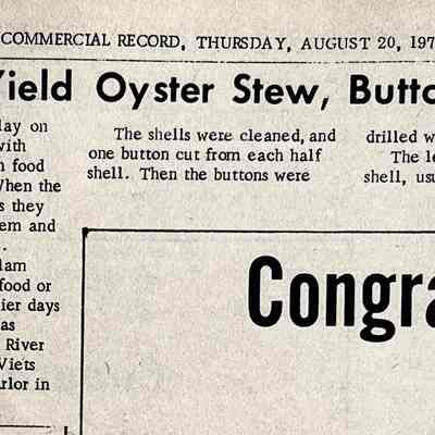 page 24: River's Clam Yield Oyster Stew, Buttons