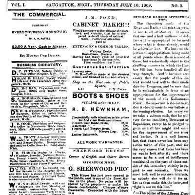Source: SDHS newsletter pg. 336: The Saugatuck Commercial, Thurs. July. 16,  1868 - 505KB