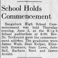          cr1949061001Classof1949.jpg 104KB; School Holds Commencement
1949 graduates were James Walz, Joan Kuiper, Elizabeth Simmons, Joan Lowe, John Bell, Barbara Kent and James Arnold.
   
