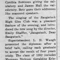          cr1952060601Clasof1952.jpg; 1952 - Maryann Dickson, Geraldine Erlewein, Bruce Green, James Hall, Bonnie MeVoy, Catherine Ozehoski, Carolyn Van Leeuwen, Bruce Troutman, Cynthia Sorensen and Douglas Pung.
   