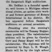          cr1953060501-15Seniors.jpg; 1953 - Donald Bulson, Carol Sue Birkholz, Carolyn Carr, Patsy Engel, Laurice Herbert, Charles Hiestand, Thomas Hopper, Richard Kosiarek, Robert Kosiarek, Marjorie Rae McKamy, John Mueller, Roland E. Nieman, Howard Schultz, Ralph Troutman and Eugene Weber.
   
