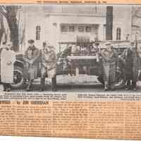          fire engine 1927.jpg 5MB; Saugatuck's New Fire Truck (1927) - Displaying obvious pride our heroes of yesteryear's fires stand proudly beside the village's new fire truck, purchased in 1927. Left to right we see Ross Phelps, Junior Edgcomb,' Morgan Edgcomb (the Chief), Fritz Walz, Dany Damoth,
Dick Newnham, Jack Williams, Bob Robinson, and Frank Wicks.
Photo Courtesy Bill Wilson
   