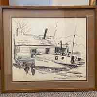          ThoraAnnTug.JPG 2.1MB; Kathryn Hanley, daughter of Harry Dekker, brought this framed drawing to the Demerest Shanty open house in June 2021 so it could be photographed and added to the Fishing, Commercial collection. The image is behind glass so image is vexed by reflections.
   