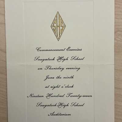 Saugatuck High School 1927 Commencement Invitation