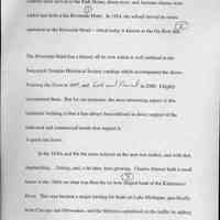         4; In 1912 and 13 there was a shift in both location and programming. Many of the
courses were moved to the Park House, down river, and Autumn classes were
added and held at the Riverside Hotel. In 1914, the school moved its entire
operation to the Riverside Hotel - which today is known as the Ox-Bow Inn
The Riverside Hotel has a history all its own which is well outlined in the
Saugatuck Douglas Historical Society catalogs which accompanied the shows
Painting the Town in 1997, and Lost and Found in 2000.  I highly
recommend them. But for our purposes, the most interesting aspect of this
landmark building is that it has always been utilized in direct support of the
industrial and commercial trends that support it.
A quick run down:
In the 1830s and 40s the main industry in the area was timber, and with that,
shipbuilding... fishing, and, a bit later, fruit growing. Charles Shriver built a small
house in the 1860s on what was then the ox-bow shaped bend of the Kalamazoo
River. This area became a major landing for boats on Lake Michigan, specifically
from Chicago and Milwaukee, and the Shrivers capitalized on the traffic by adding
   