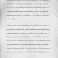          13; Elsa Ulbricht was also instrumental in the development of Ox-Bow, elected to the
board as secretary-treasurer in 1924, voted vice-president in /35 and president in
1940. Then in 1946 Ulbricht succeeded Chapin as director of the school until
1957. She was a force in the Wisconsin art scene since 1910 with a long list of
organizations she either headed up or established her herself. She is described
atsdiminutive and dynamic by Frank Getlein in a 1957 article in the Milwaukee
Journal.
Arthur Deam first appeared on the Ox-Bow scene in 1929 and was a professor of
architecture and design in Illinois. When Frederick Fursman bought a permanent
residence in town and left his lease at the lighthouse on the Old Harbor (now the
Ox-Bow Lagoon), Deam bought the lighthouse from the U.S. Government. As
many of you know, the lighthouse was destroyed by a tornado in 1959, but rebuilt
using some of the wood from the original structure, and will all the care of one
who loves their home, and place. Deam was instrumental in the administration of
Ox-Bow for many years, was a watercolorist himself. His family, who still owns
   