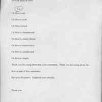          21; There is also an end-of-the-summer burial ritual, the 1st of which we have evidence
for took place in 1930.
Ox-Bow is art.
Ox-Bow is craft.
Ox-Bow is local.
Ox-Bow is international.
Ox-Bow is widely liberal.
Ox-Bow is conservative.
Ox-Bow is complicated.
Ox-Bow is simple.
Thank you for caring about this, your community. Thank you for caring about Ox-
Bow as part of this community.
But most all, (pause) I applaud your curiosity.
Thank you.
   