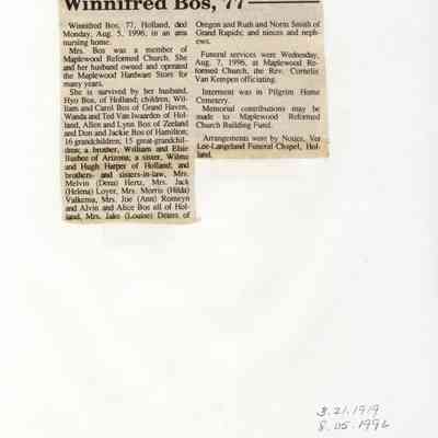 EnsObits-Bos-Winnifred-2.JPG: Winnifred Bos