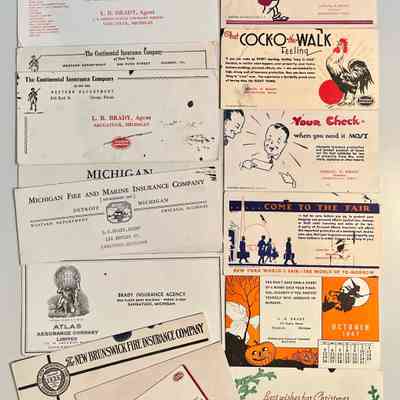 Brady Insurance blotters and envelopes