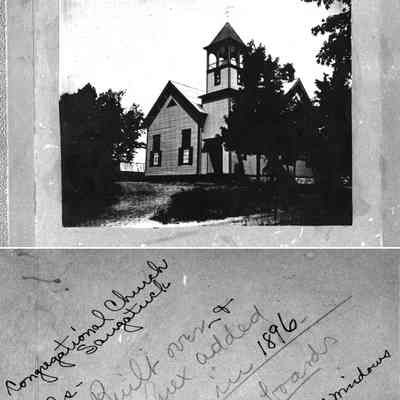 Congregational_church_ca_96.jpg 1.7MB: from May Heath collection - Built over and annex added in 1896, clapboards, first old windows