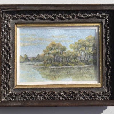 Miniature watercolor landscape