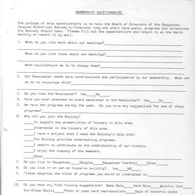 Membership Questionnaire 1991