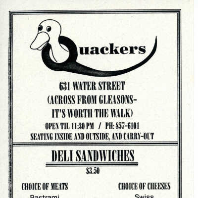 Quakers Deli Menu