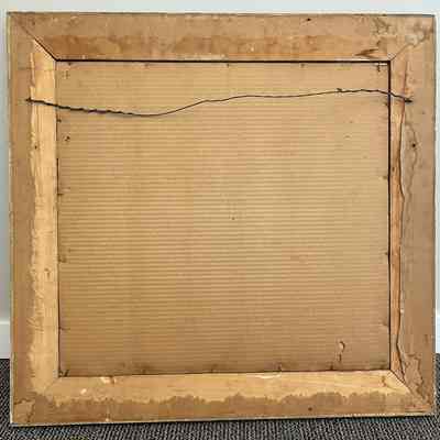 back of artwork: remains of backing paper shows signs of water damage