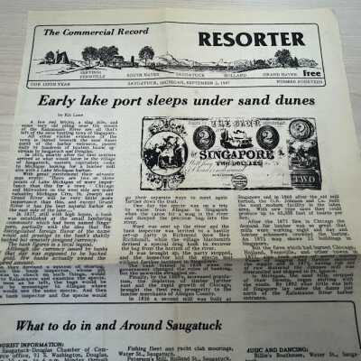 Early lake port sleeps under sand dunes, The Commercial Record, Kit Lane, September 3, 1987