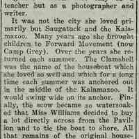          Fanny Williams obituary.jpg 1.4MB; Fanny Williams about 1869-1939, Clamshell cottage
   