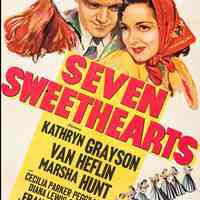          Seven Sweethearts (1942); Van Heflin, Kathryn Grayson, Marsha Hunt, Peggy Moran, Dorothy Morris, Cecilia Parker, Frances Raeburn, and Frances Rafferty in Seven Sweethearts (1942)
   