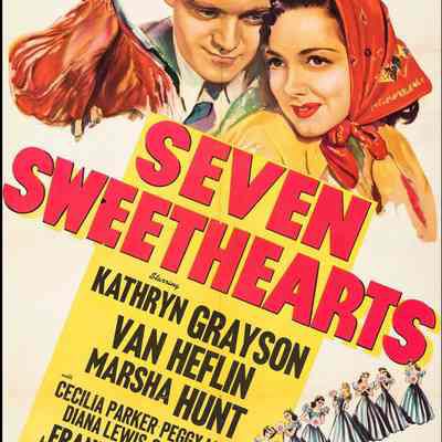 Seven Sweethearts (1942): Van Heflin, Kathryn Grayson, Marsha Hunt, Peggy Moran, Dorothy Morris, Cecilia Parker, Frances Raeburn, and Frances Rafferty in Seven Sweethearts (1942)