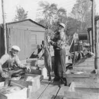          Demmy Demerest and Frank Sewers packing common carp, fall 1949
   