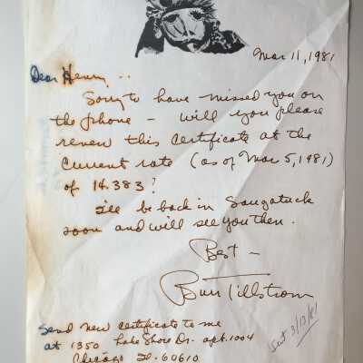 Burr Tillstrom letter
