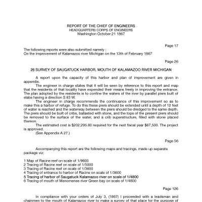 1867 Engineers report Saugatuck Harbor (START).pdf 78KB: Submitted by James T. Faasen