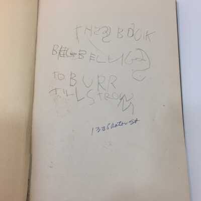 Note by a young Burr Tillstrom in the "Kittens" book