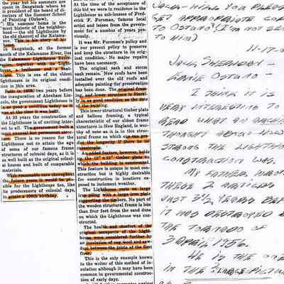 Art Deam Lighthouse article with additional notes by Norm Deam: Commercial Record Sept. 19, 1952