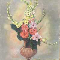 Assorted Flowers in Tall Vase by May (Francis) Heath