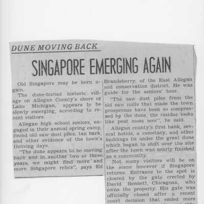 Dune Moving Back: Singapore Emerging Again, not dated or sourced