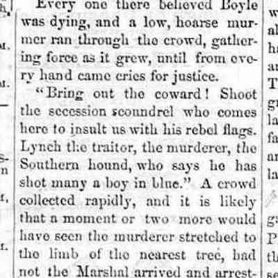 cr1870072303AnotherMurder-1.jpg: Shooting of Charles Boyle of Rabbit River by Walter Philbrooks, book keeper for O.R. Johnson & Co.