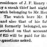          cr1893102001JFHenryHomeBurgled.jpg; J.F. Henry's watch stolen
   