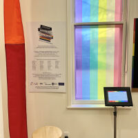          exhibit credits, rainbow window, sponsor credits
   