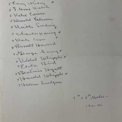 Saugatuck Schools class list 1910-11