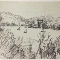 Kalamazoo Lake and Big Pavilion by Wilfrid Berg