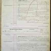         page 1 of the docket; Case no. 1 - Reinhold F. Kleeman, tavern owner, charged with selling liquor on the 4th of July holiday. Charge dismissed.
No. 2 - A. Hames charged with assault and battery on William Rode by Constable Charles C. Billings, Oct. 12, 1885. Fined $4.40. ($127 in 2023 dollars) by Justice of the Peace Richard B. Newnham.
   