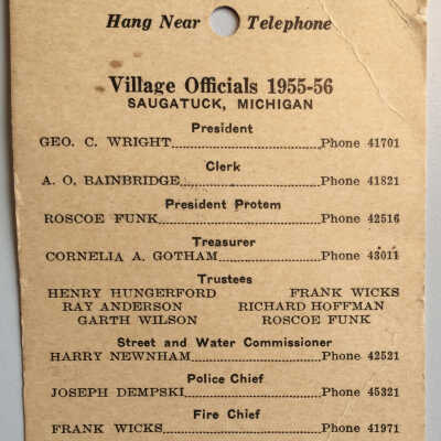 Saugatuck officials card