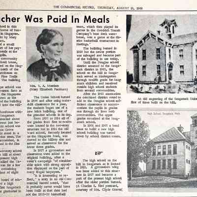 Teacher Was Paid In Meals: Mentions Benjamin Plummer, Mary Elizabeth Peckham aka Mrs. S.A. Morrison, 1852 Singapore or Ward school on Singapore (Dugout) Road north of Slumber Bluff farmhouse in Pine Trail Camps, Halverson Farm,  Pine Grove School on Mary Street, Elsa Ulbricht, Union School,